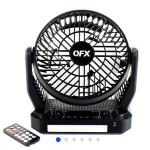 Ventilador 6" con Luz y Altavoz QFX recargable R-43