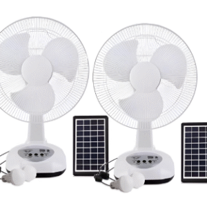 2 Ventiladores Recargables 12" + Panel + 2 Bombillos, 092T