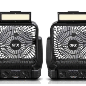 Combo 2 Ventiladores con Luz y radio FM QFX recargable R-54