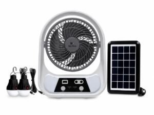 Ventilador Recargable 8" QU QT-608
 con Panel y 2 bombillos "